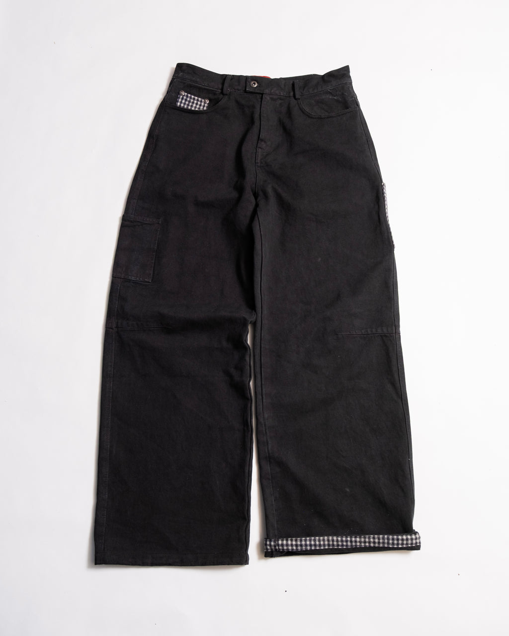 Heavy Baggy Denim (Black Plaid)