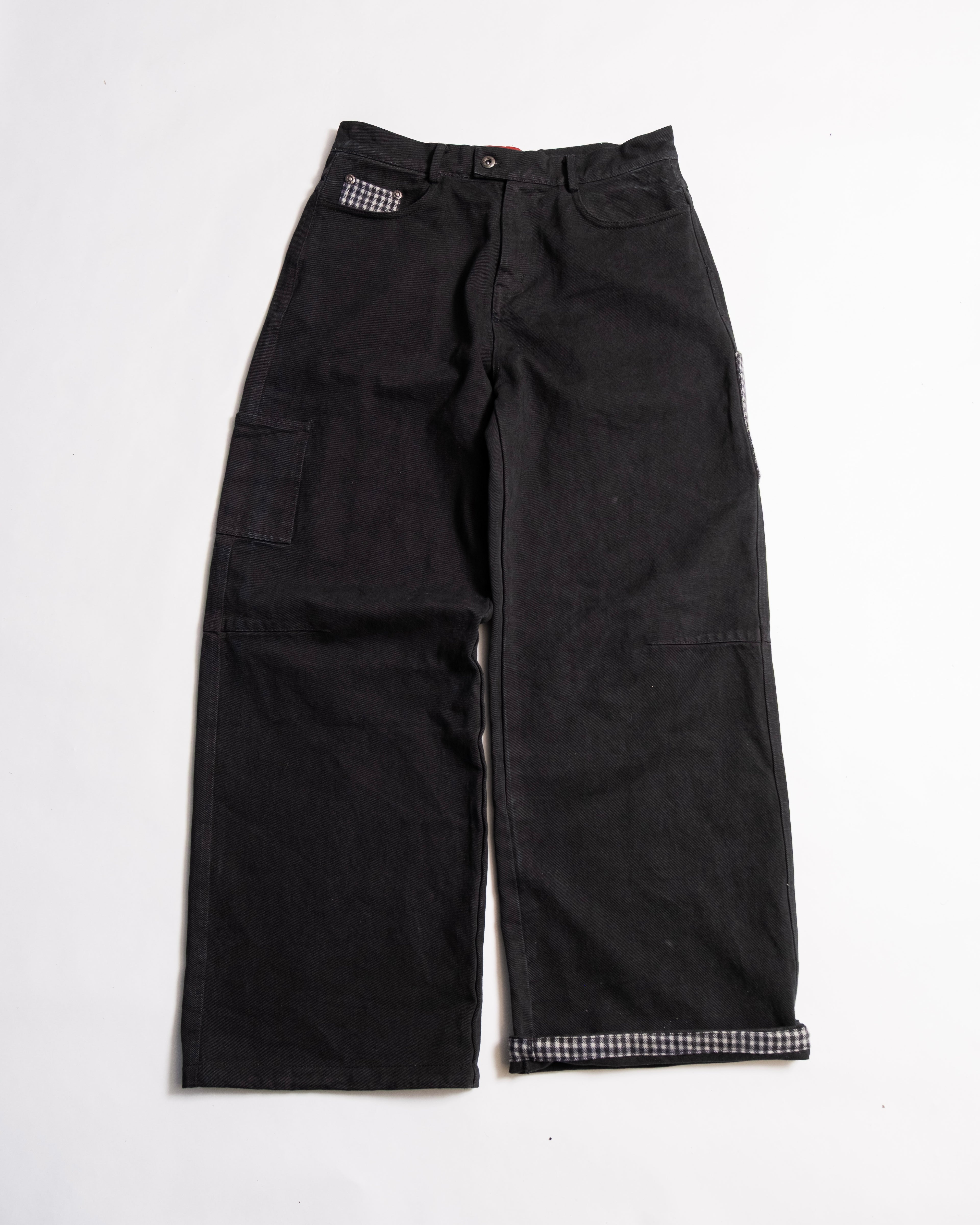 Heavy Baggy Denim (Black Plaid)