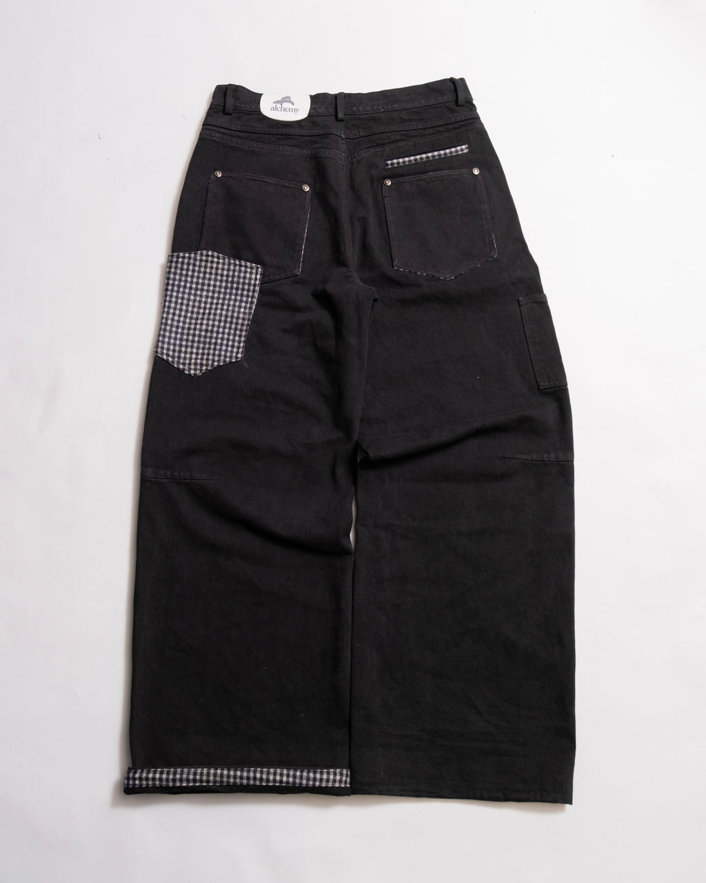 Heavy Baggy Denim (Black Plaid)