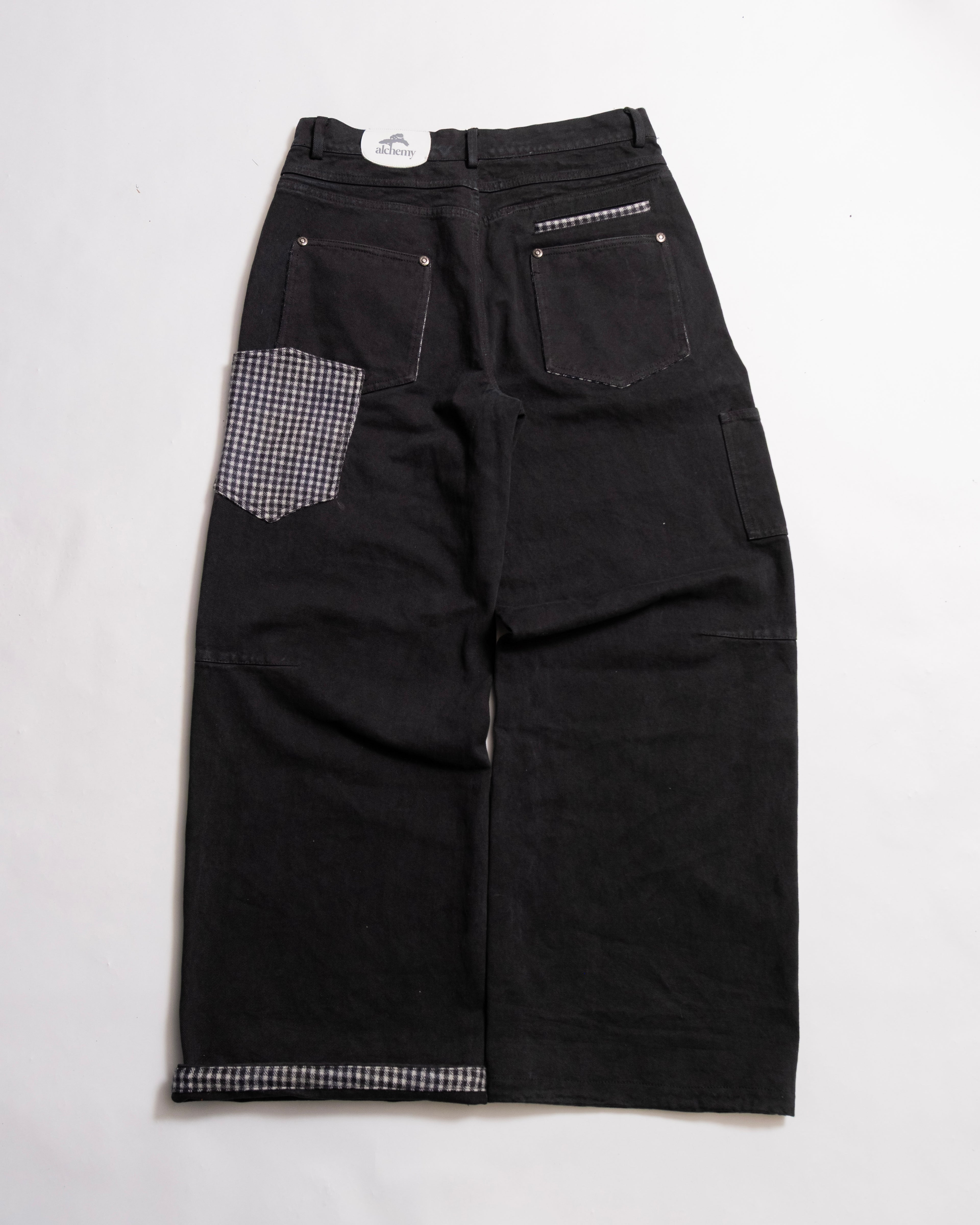 Heavy Baggy Denim (Black Plaid)