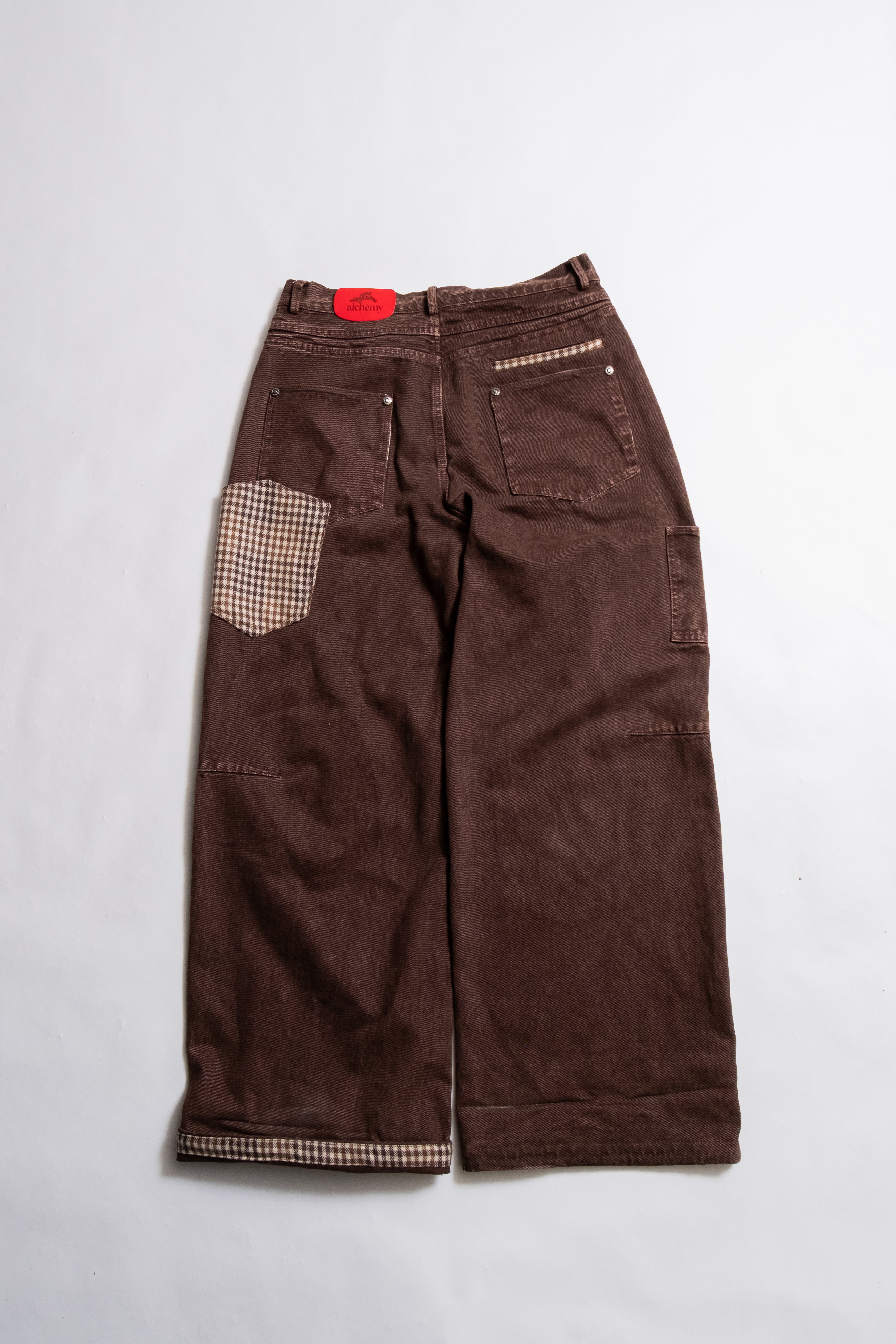 Heavy Baggy Denim (Brown Plaid)