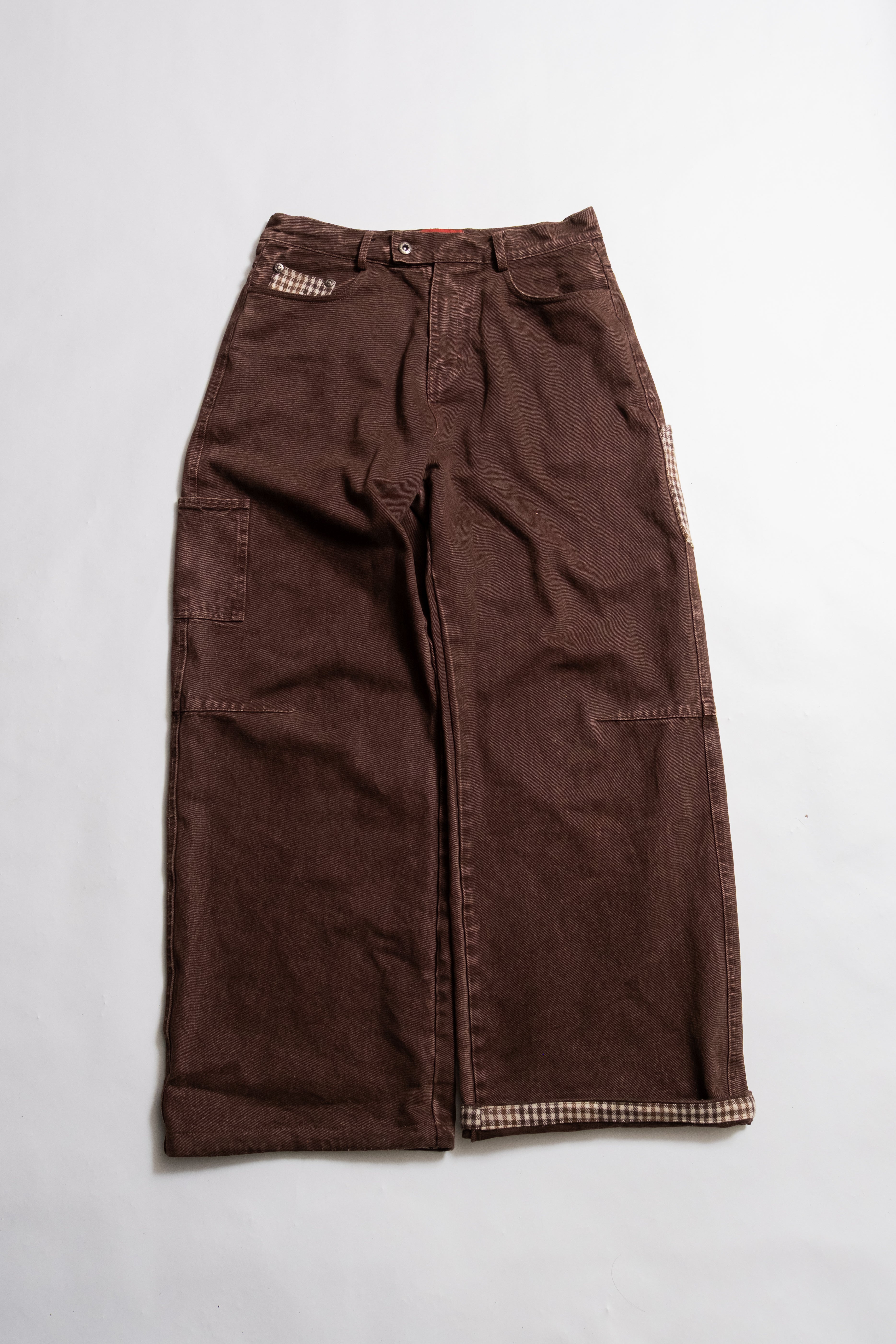 Heavy Baggy Denim (Brown Plaid)