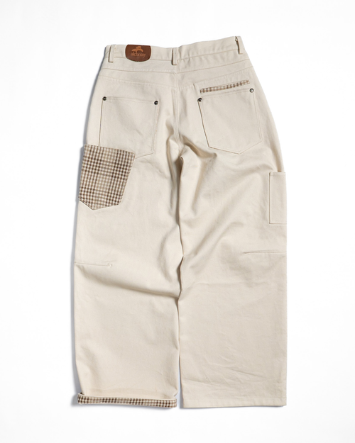 Heavy Baggy Denim (Cream Plaid)