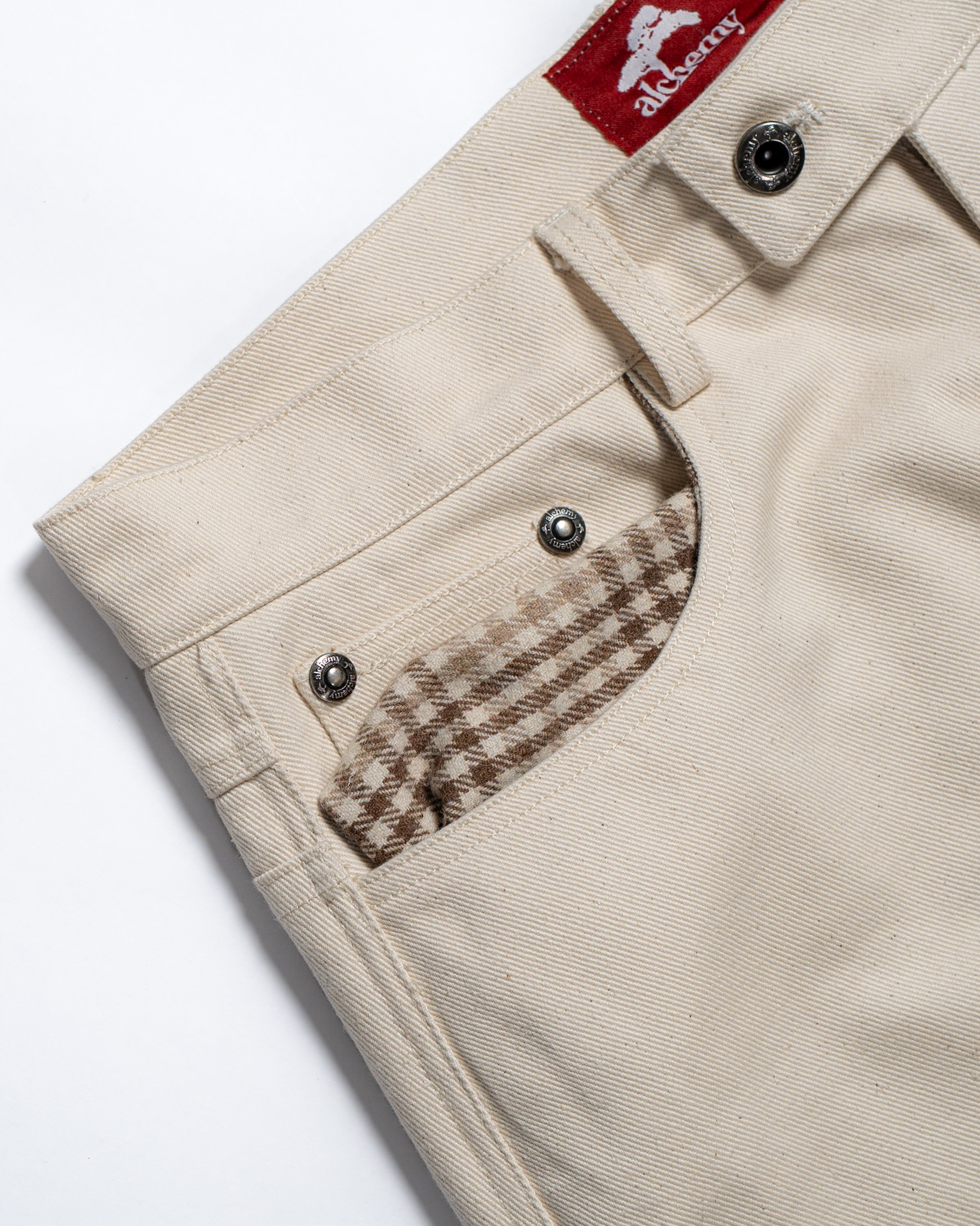 Heavy Baggy Denim (Cream Plaid)