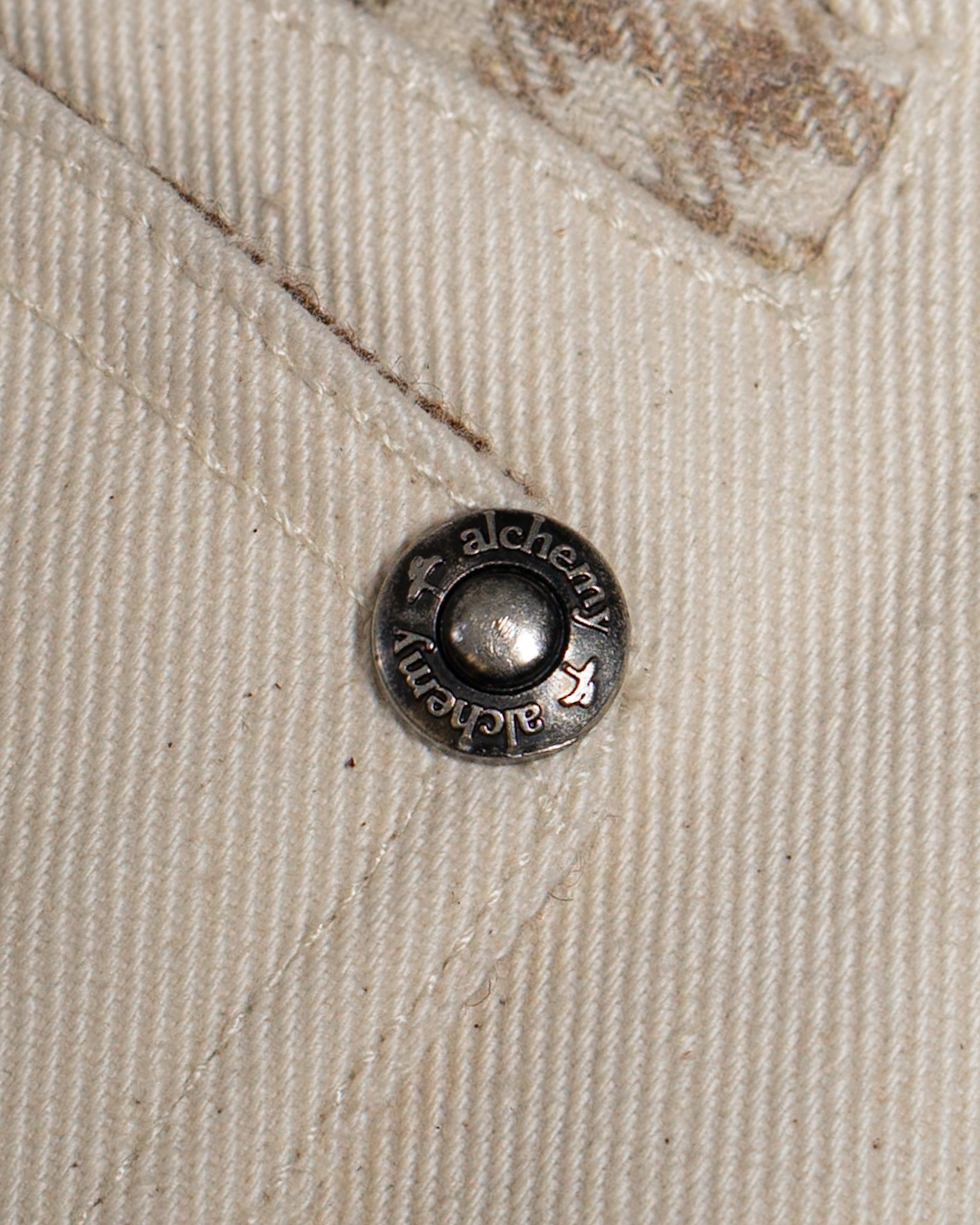 Heavy Baggy Denim (Cream Plaid)