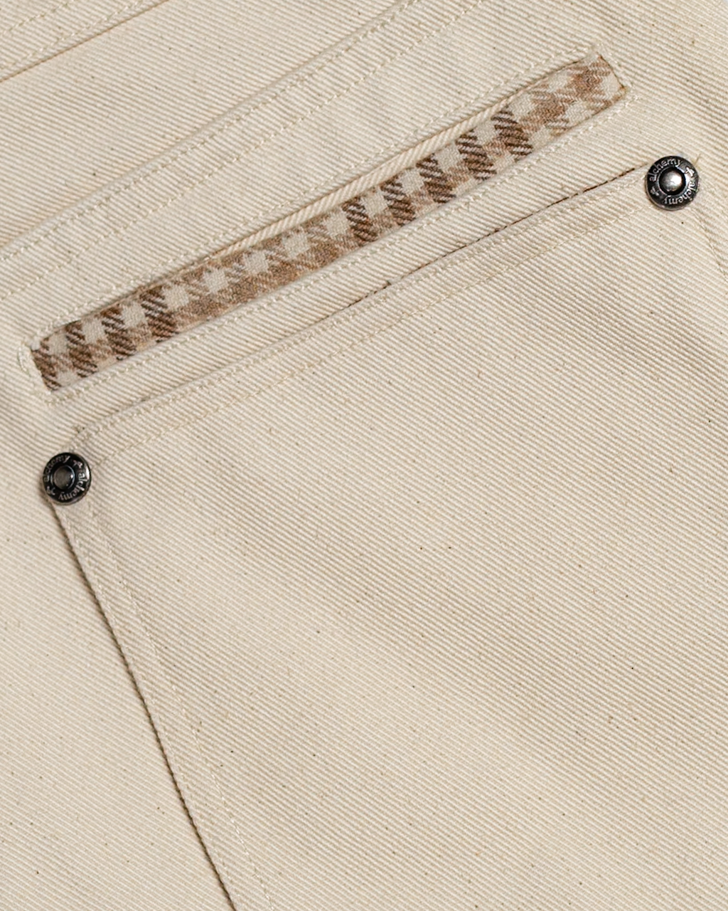 Heavy Baggy Denim (Cream Plaid)