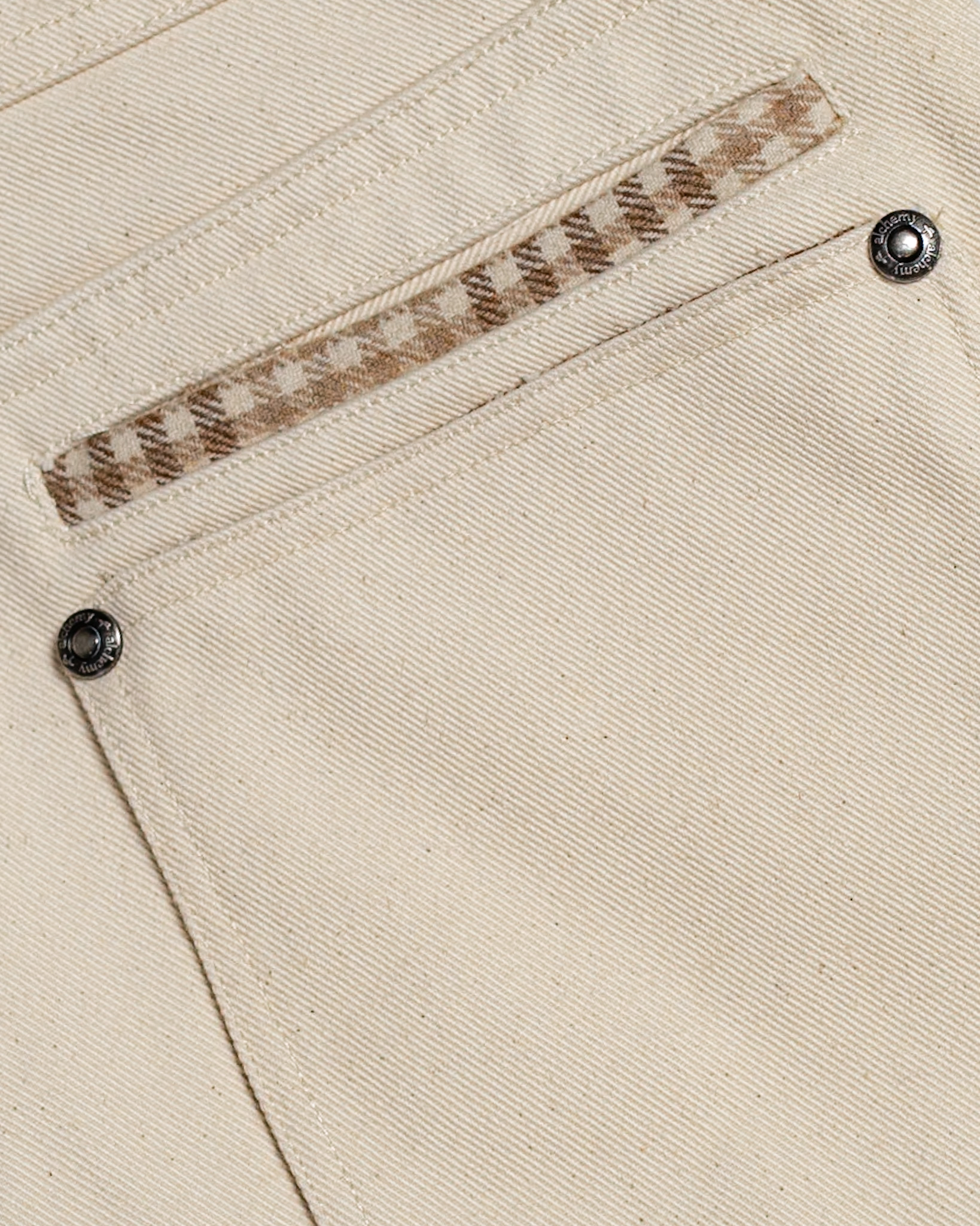 Heavy Baggy Denim (Cream Plaid)